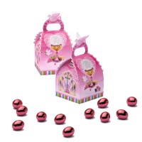 Cajas de comunión rosa con almendras recubiertas de chocolate de 35 gr - Tukán - 1 unidad