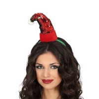 Diadema de gorro de papá Noel con lentejuelas