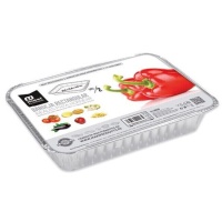 Envase de aluminio desechable rectangular con tapa de 21,9 x 15,8 x 3 cm - 2 unidades