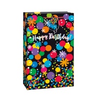 Bolsa de regalo de Felicidades color negro de 35 x 57 x 19 cm - 1 unidad