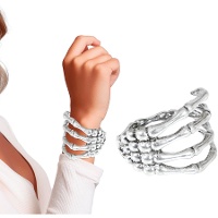 Brazalete de mano de esqueleto plateada