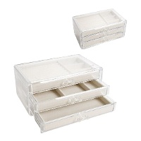 Joyero transparente en cajón con 3 niveles de 23,5 x 14 x 11 cm