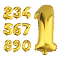 Globo de número dorado metálico de 1 m