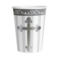 Vasos de Primera Comunión dorada de 250 ml - 8 unidades