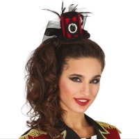 Diadema mini sombrero rojo y negro
