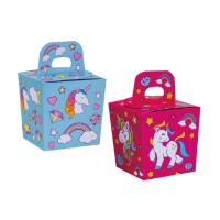 Caja de cartón mini de Unicornio - 6 unidades