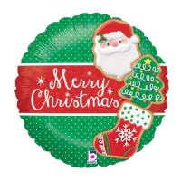 Globo redondo de Merry Christmas rojo y verde de 46 cm - Grabo