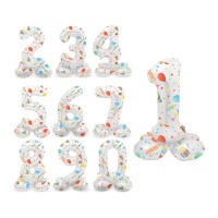 Globo de número Happy Party con base de 72 cm - Folat - 1 unidad