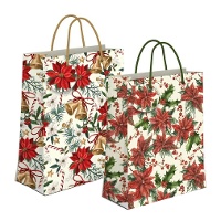 Bolsa regalo de 32 x 26 x 10 cm de flor de Navidad - 1 unidad