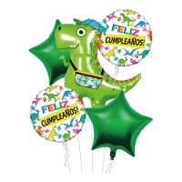 Bouquet de globos de dinosaurio rapero - 5 unidades