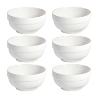 Bol de 0,5 L de porcelana redondo apilable - 6 unidades