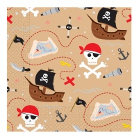 Servilletas de piratas en busca del tesoro de 16,5 x 16,5 cm - 20 unidades