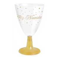 Copa de 220 ml de Feliz Navidad dorado vino o agua - 3 unidades