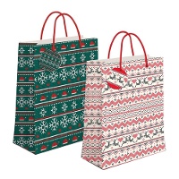 Bolsa regalo de 32 x 26 x 10 cm blanca Navidad - 1 unidad