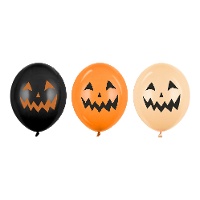 Globos de látex de Halloween de calabazas tonos naranjas de 30 cm - 50 unidades