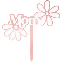Topper para tarta de Mom flores rosas