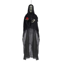 Colgante de bruja de cuento con manzana con luz y sonido - 1,80 m