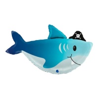 Globo de tiburón con sombrero pirata de 74 x 42 cm - Grabo