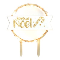 Topper para tarta de madera con luces led de Joyeux Noel - scrapcooking