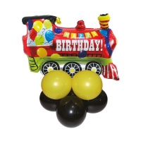 Bouquet de globos de tren Happy Birthday - 9 unidades