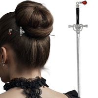 Broche de pelo de espada gótica de 19 cm