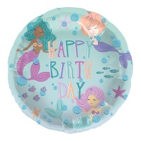 Globo de sirenas de happy birthday de 45 cm