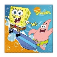Servilletas de Bob Esponja de 16,5 x 16,5 cm - 20 unidades