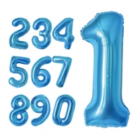 Globo de número azul metalizado de 1 m