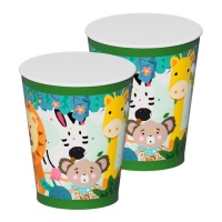 Vasos de animales de la selva de colores de 270 ml - 8 unidades