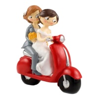 Figura para tarta de boda de novias en moto de 17 cm