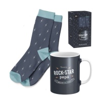 Set de regalo de Rock Star Papá de taza y calcetines