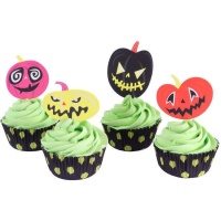 Cápsulas para cupcakes y picks de halloween - 24 unidades