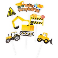 Topper para tarta de máquinas de construcción - 6 unidades