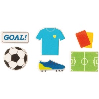 Decoración de azúcar 2D para cupcakes de Fútbol - 12 piezas