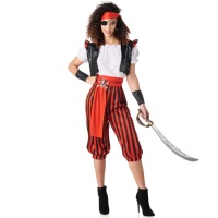 Disfraz de pirata con pantalón a rayas para mujer