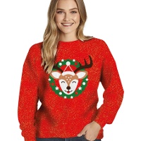 Jersey de Navidad de reno con glitter para mujer