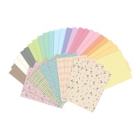 Set de láminas de colores lisos y decorados - 34 hojas
