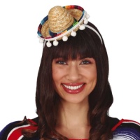 Diadema con mini sombrero mejicano