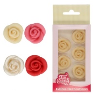 Figuras de mazapán de rosas con purpurina de 2,5 cm - FunCakes - 6 unidades