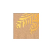 Servilletas de hojas doradas de 12,5 x 12,5 cm - 20 unidades