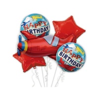 Bouquet de avión rojo de Happy Birthday - 5 unidades