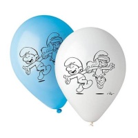 Globos de Pitufos azules y blancos - Ciao - 10 unidades