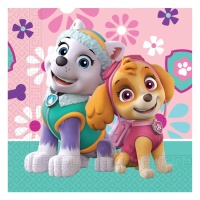 Servilletas de la Patrulla Canina Skye y Everest decorada de 16,5 x 16,5 cm - 20 unidades