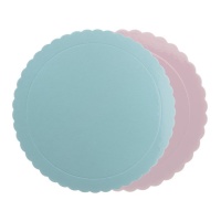 Base para tarta de 35 x 35 x 0,3 cm azul y rosa - Dekora
