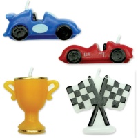 Velas de coches de carrera con varios diseños de 3,5 cm - PME - 4 unidades