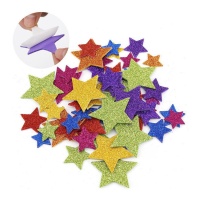 Pegatinas de estrella de goma eva con purpurina