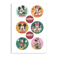 Papel de azúcar en mini discos de Mickey & Friends de 6 cm - 6 unidades