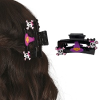 Pinza para el pelo de calavera pirata y bruja - 2 unidades