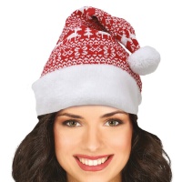 Gorro de Papá Noel rojo estampado