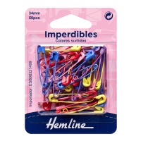 Imperdibles de 3,4 cm de colores - Hemline - 50 unidades